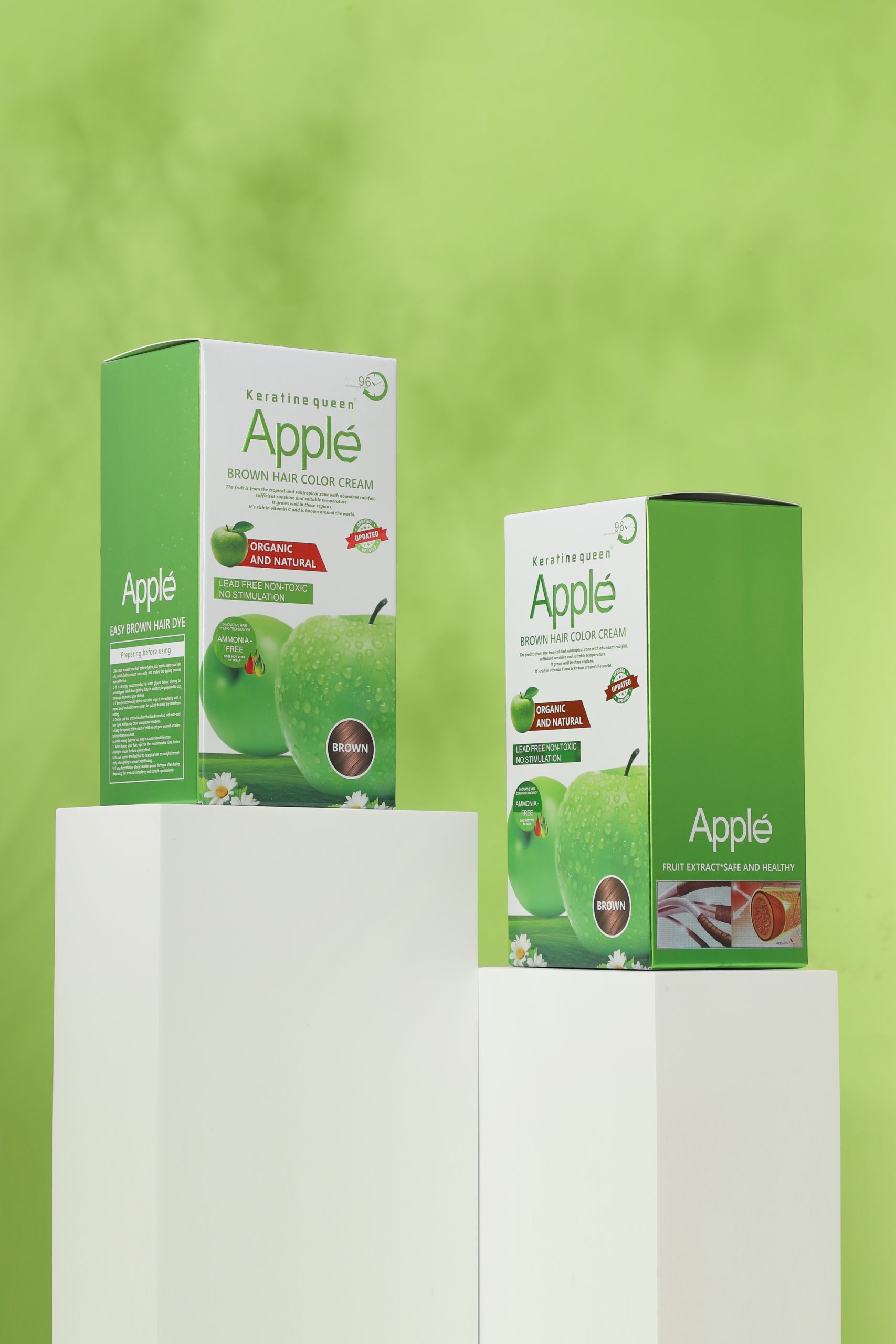 Keratine queen 500ml*2 Apple Hair Dye Cream Color In Black/Brown - Image 4