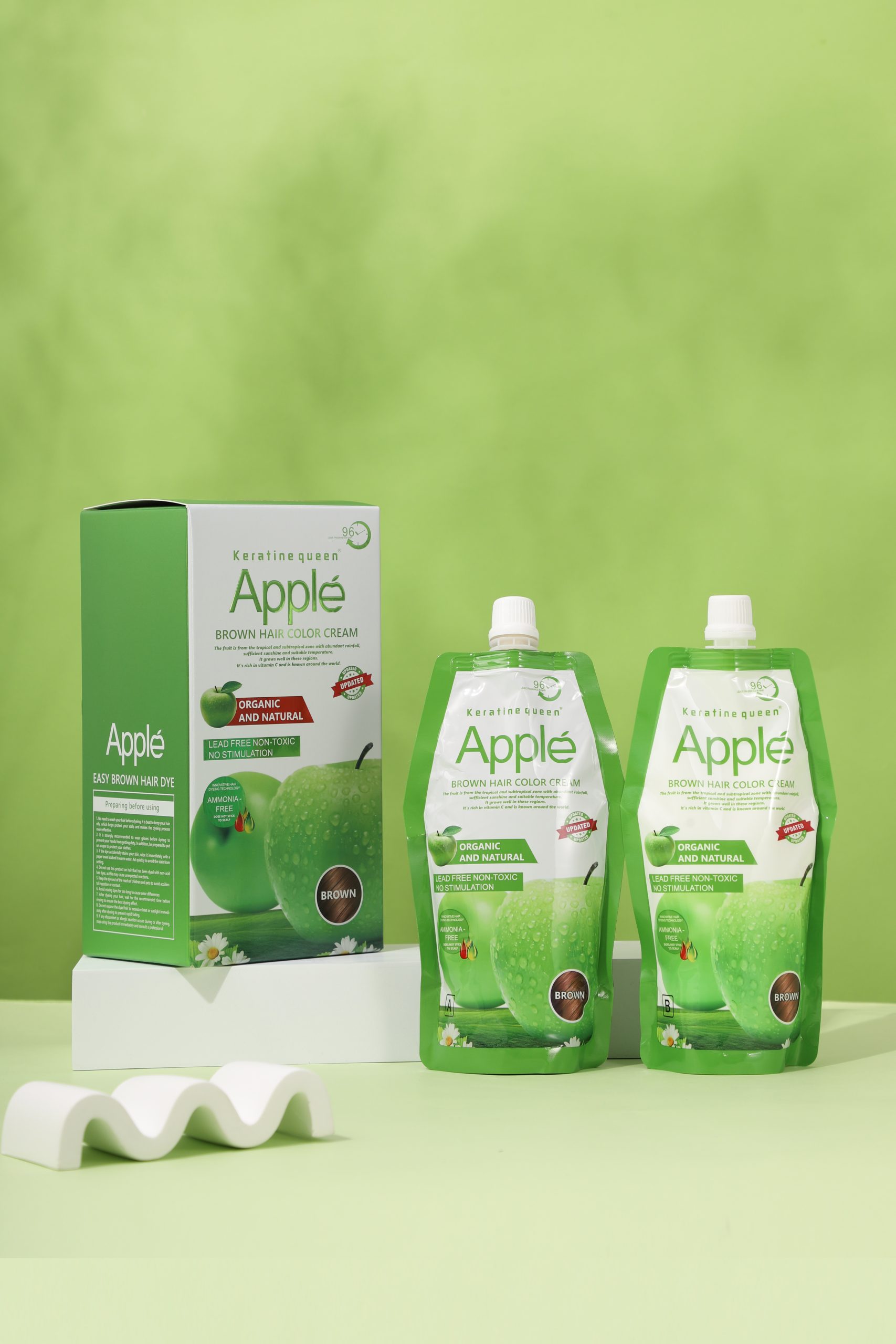 Keratine queen 500ml*2 Apple Hair Dye Cream Color In Black/Brown - Image 2