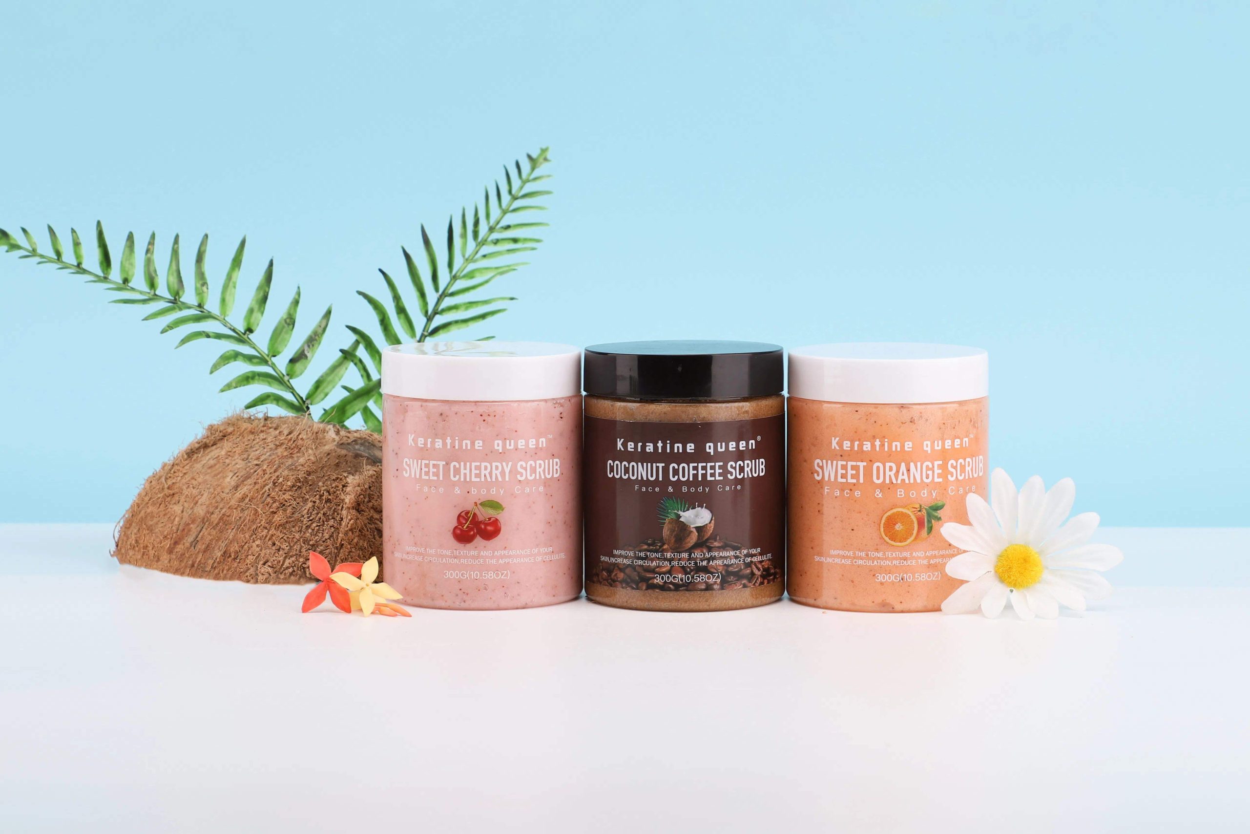 Keratine queen 300g Orange/Cherry/Coffee Body Scrub - Image 2