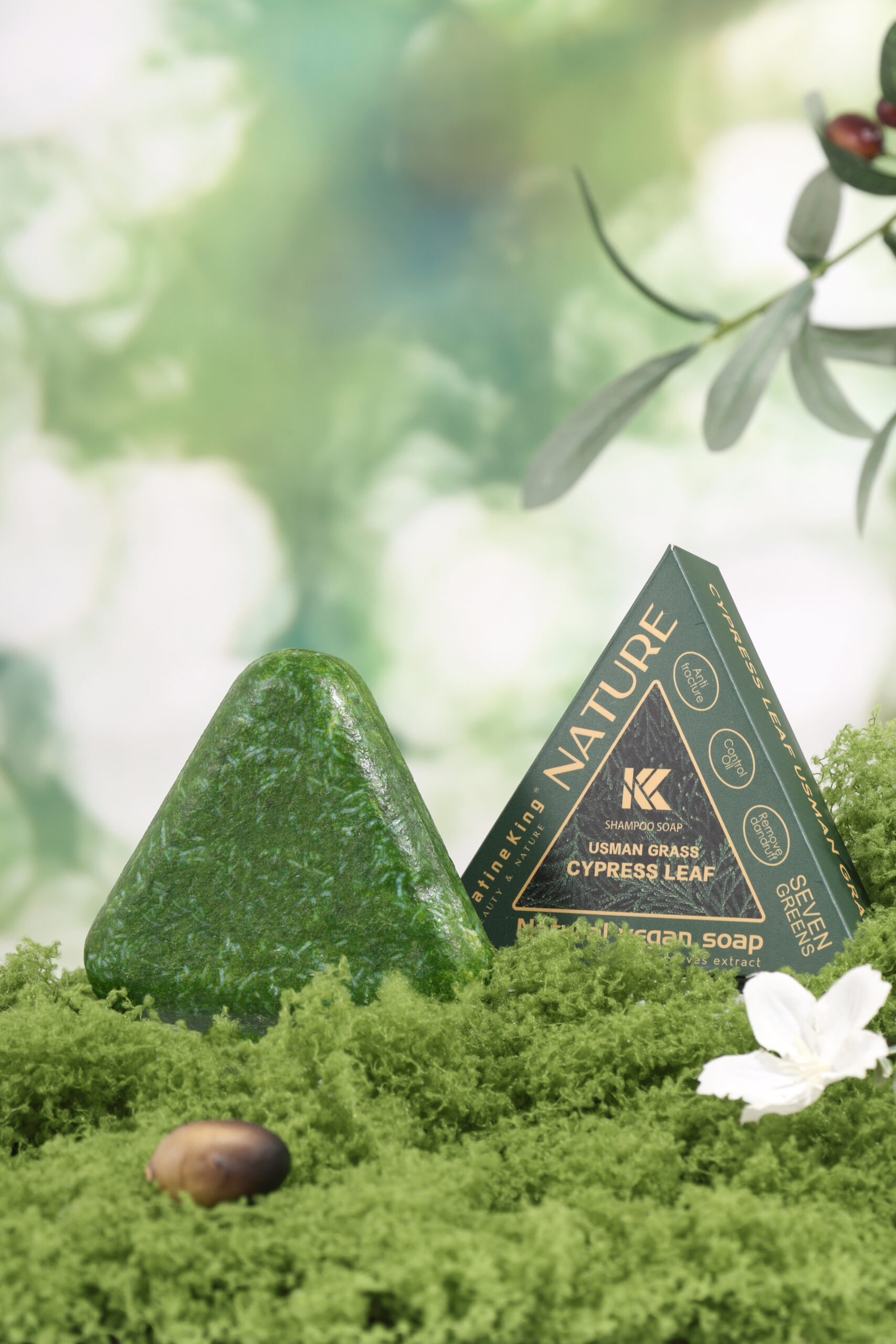 Keratine King Usman Grass Cypress Leaf Shampoo Triangle Soap - Image 2