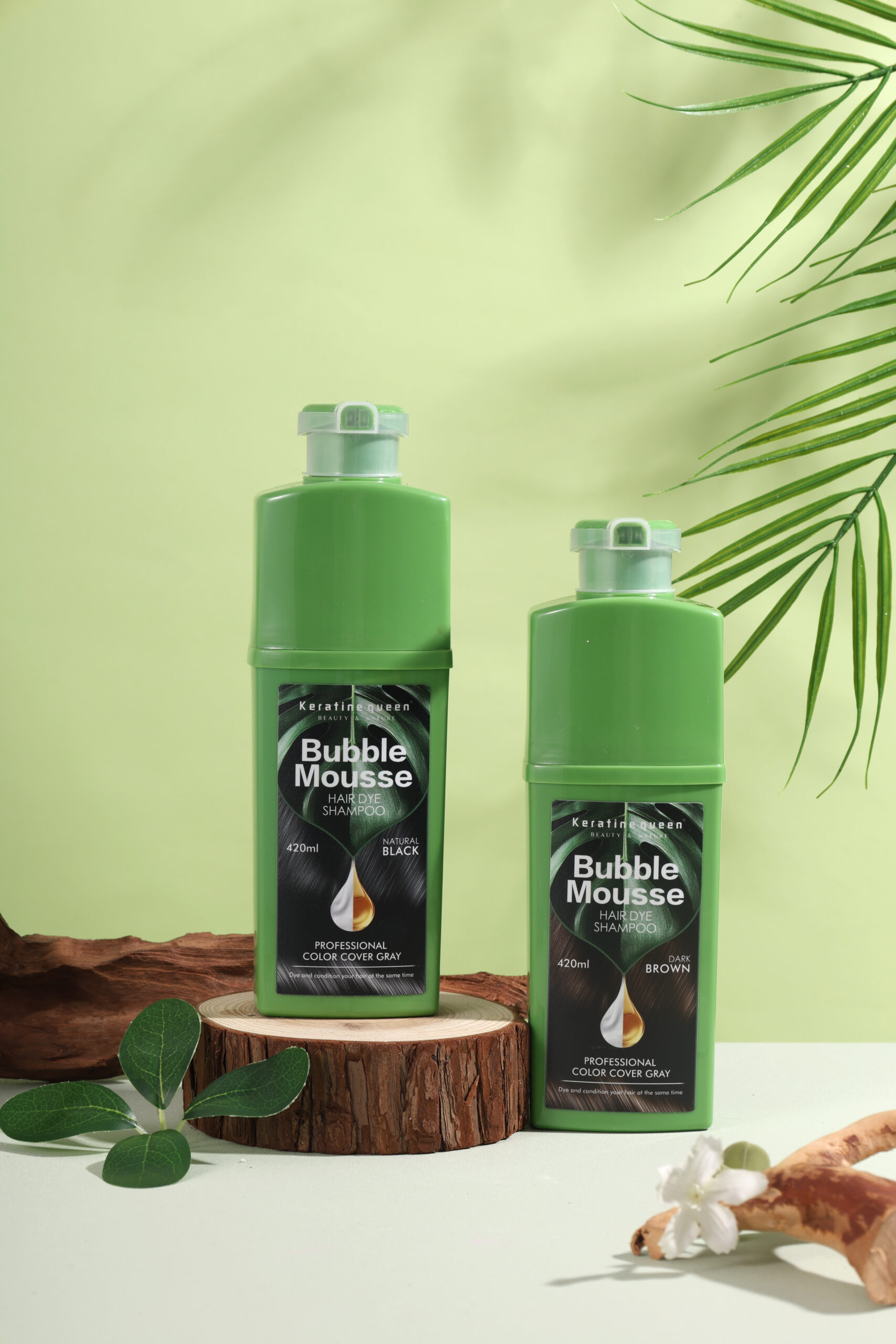 Keratine queen Plant Formulo Bubble Mousse Hair Dye Shampoo Color In Black/Brown - Image 3