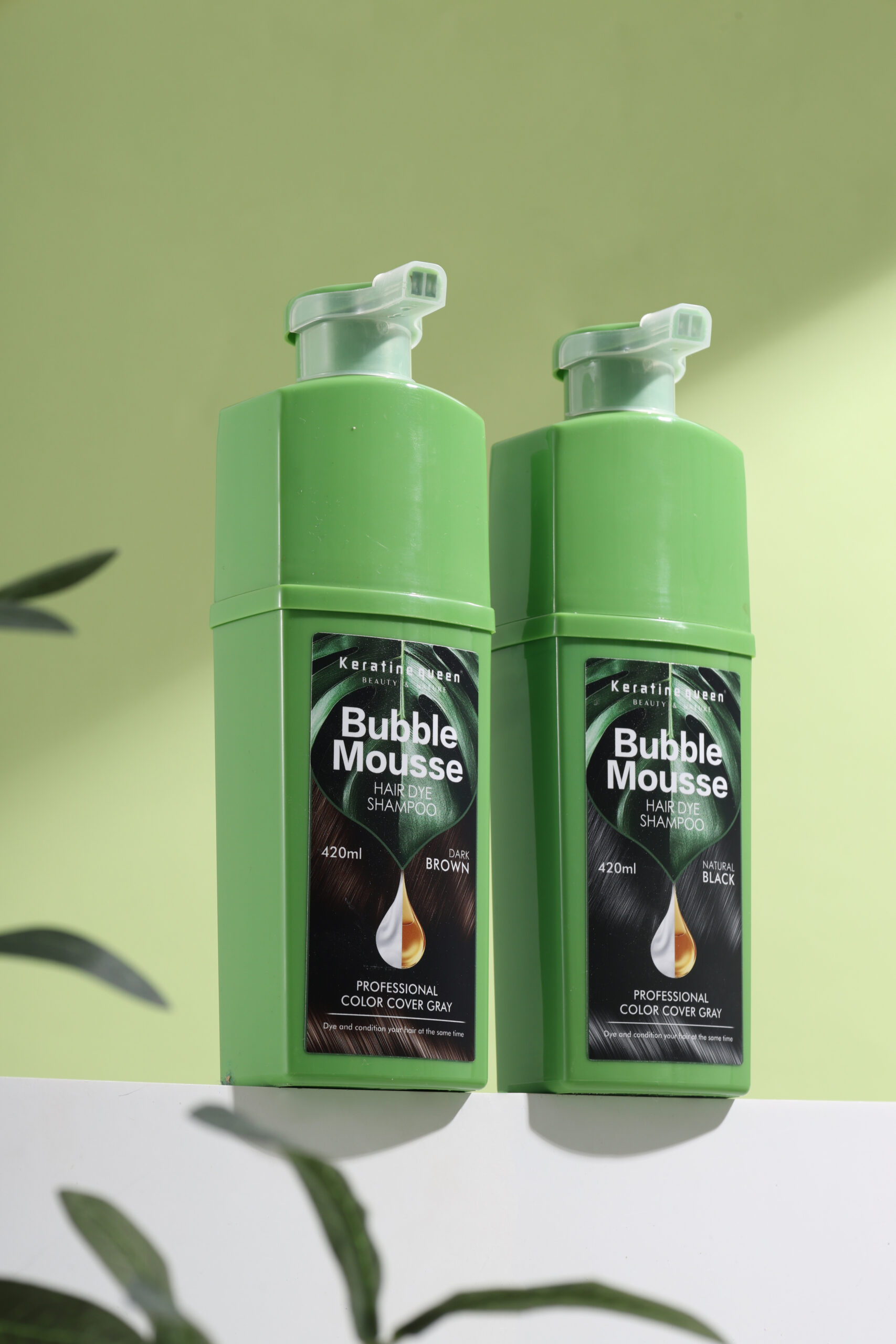 Keratine queen Plant Formulo Bubble Mousse Hair Dye Shampoo Color In Black/Brown - Image 5