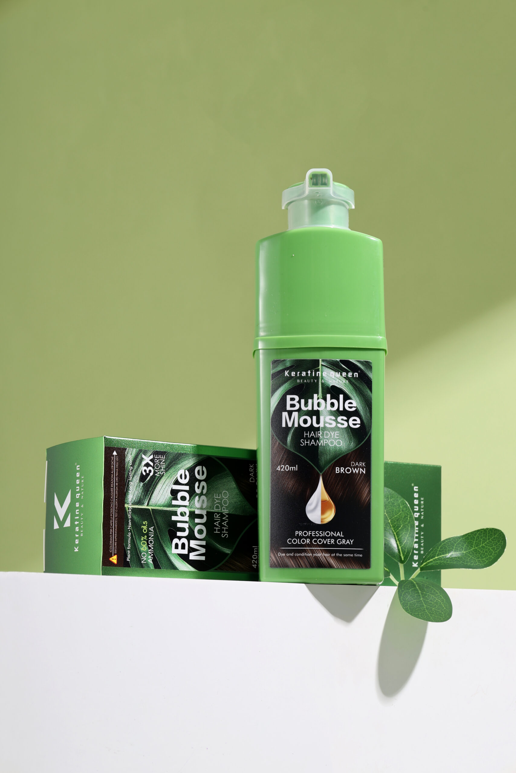 Keratine queen Plant Formulo Bubble Mousse Hair Dye Shampoo Color In Black/Brown - Image 6